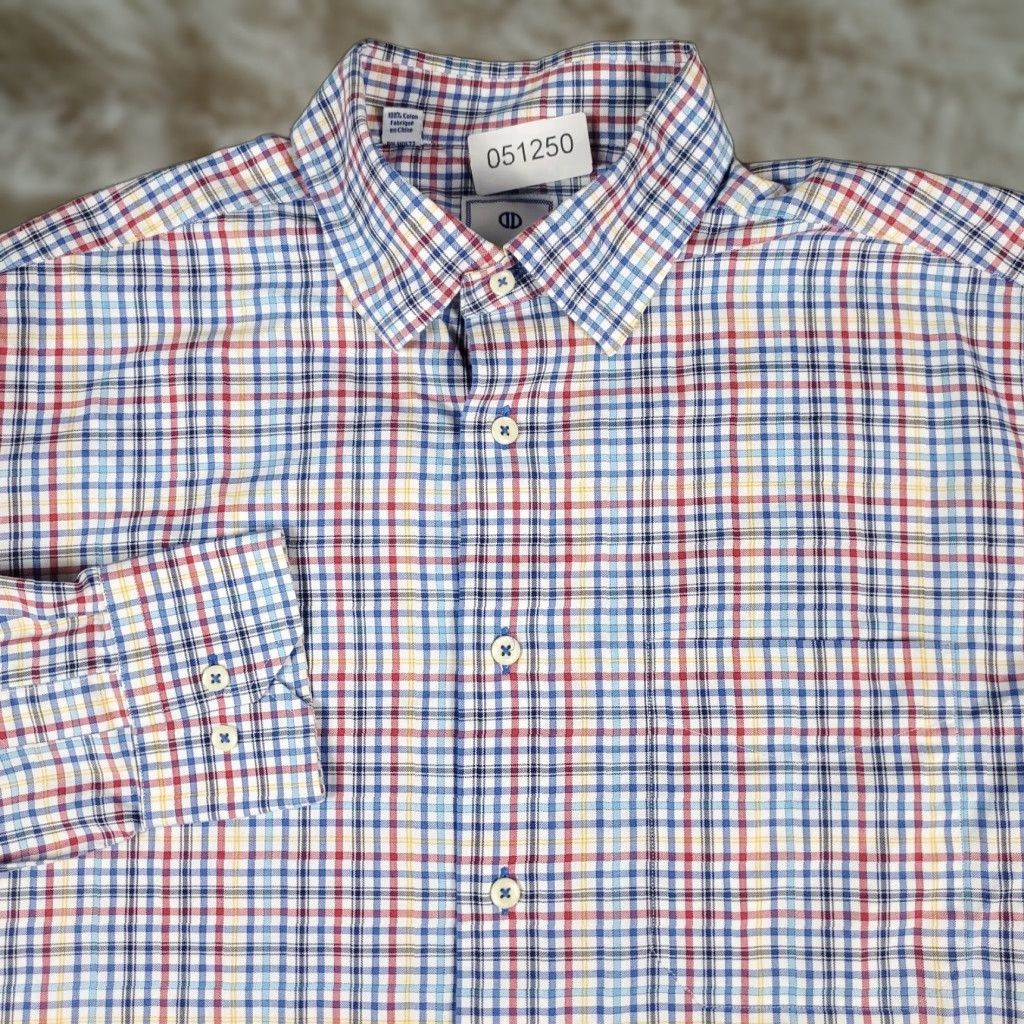 David Donahue DAVID DONAHUE Shirt Mens Large Blue Plaid Button-Up Long Sleeve Casual Shirt - Classic, Preppy Comfort Size US L / EU 52-54 / 3 - 1 Thumbnail