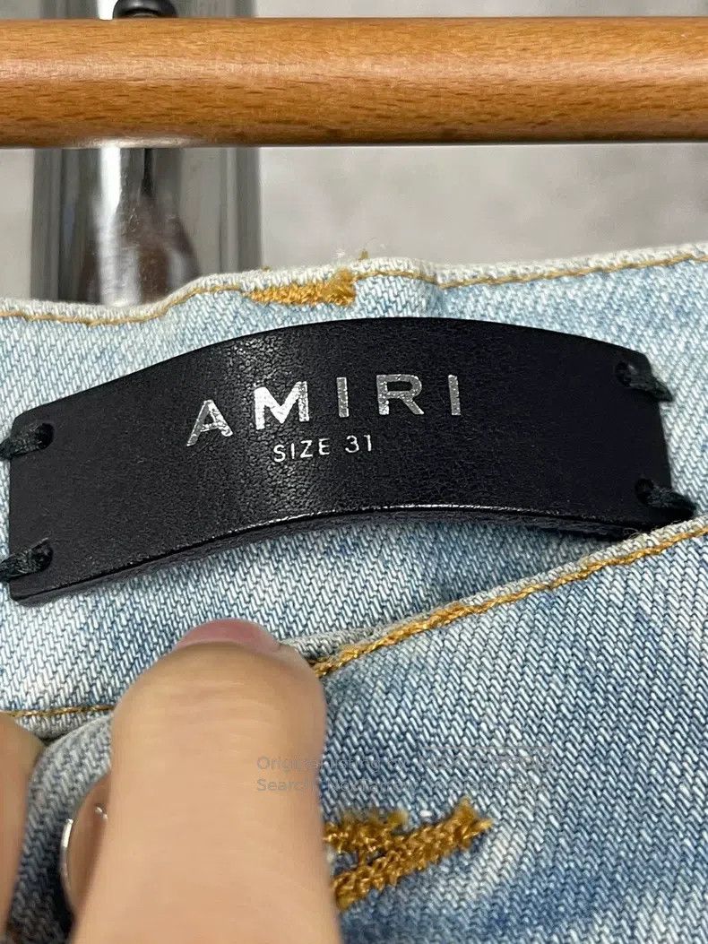 Amiri Amiri White leather patched denim jeans Size US 31 - 7 Thumbnail