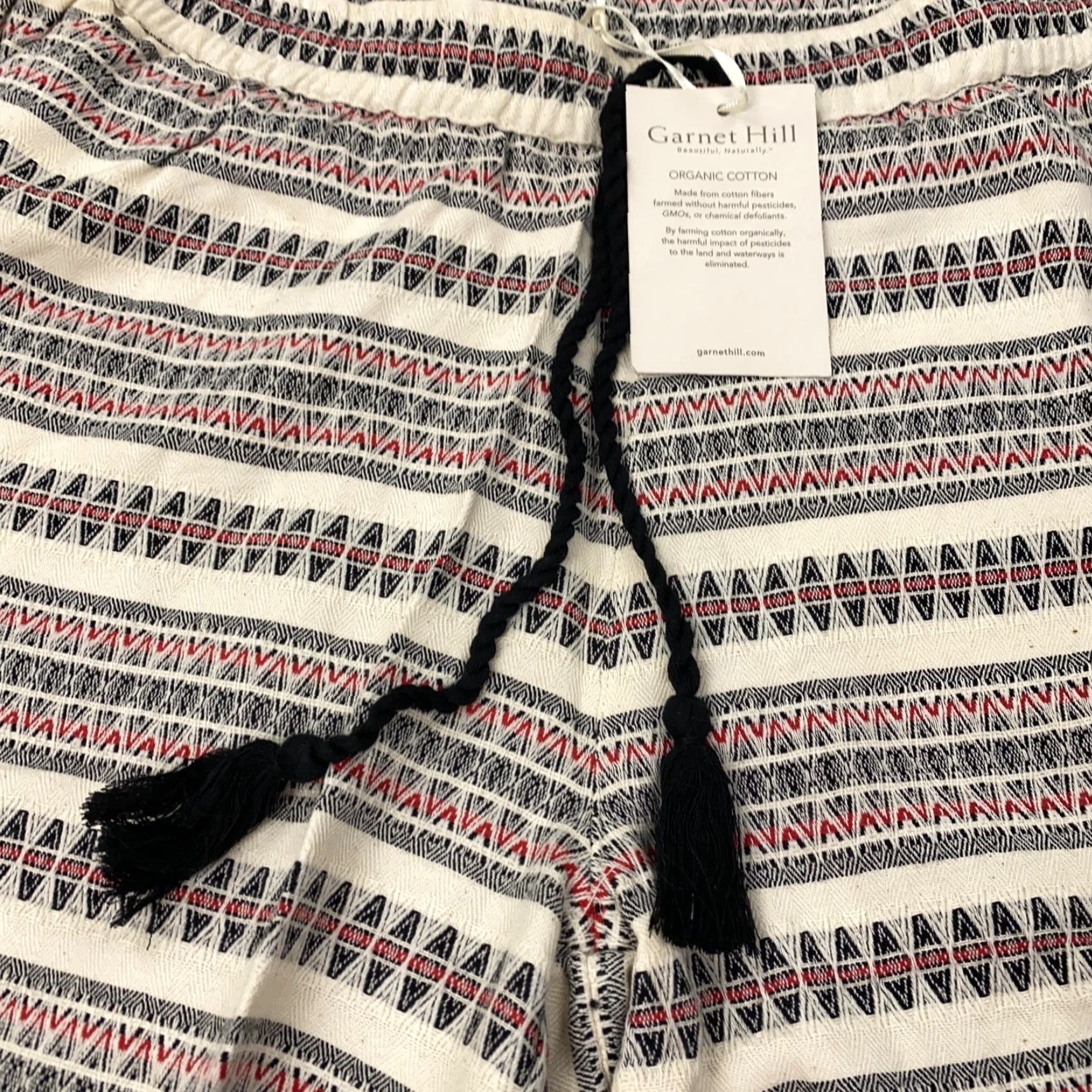 Vintage Garnet Hill Womens Shorts 14 Organic Cotton Drawstring Boho Geometric Aztec Size 36" / US 14 / IT 50 - 3 Thumbnail