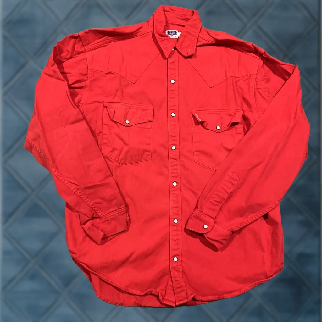 Vintage Vintage Claudio Agnelli Shirt Women’s Size Large Red Pearl Snap Button Up Size L / US 10 / IT 46 - 1 Thumbnail
