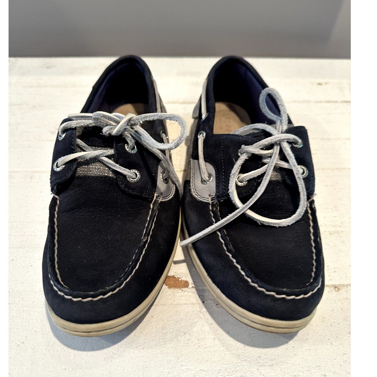 Sperry Sperry Top Sider Kolish Textured Boat Shoe Navy Gray 8M Size US 8 / IT 38 - 1 Thumbnail