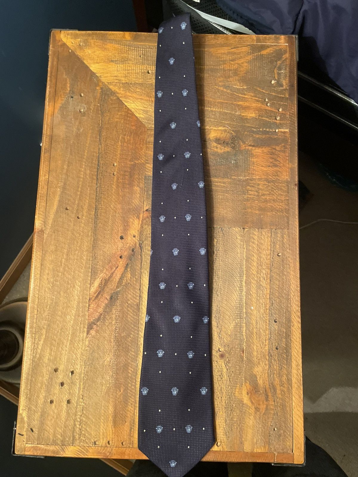 Versace Vintage Gianni Versace Blue Silk Medusa Monogram Pattern Tie Size ONE SIZE - 1 Thumbnail