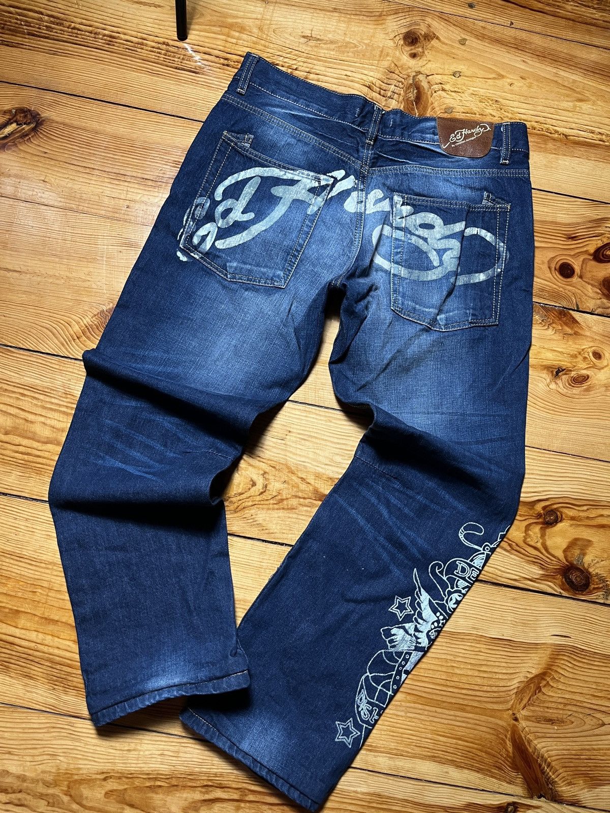 image of Vintage Ed Hardy By Christian Audigier Designer Jeans Y2K in Blue, Men's (Size 36)