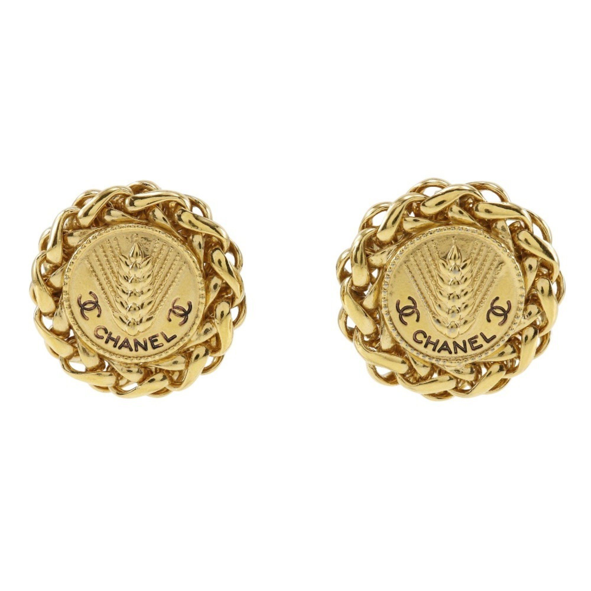 Chanel CHANEL Rice motif earrings, gold plated, approx. 50.0g, motif, women's Size ONE SIZE - 1 Thumbnail