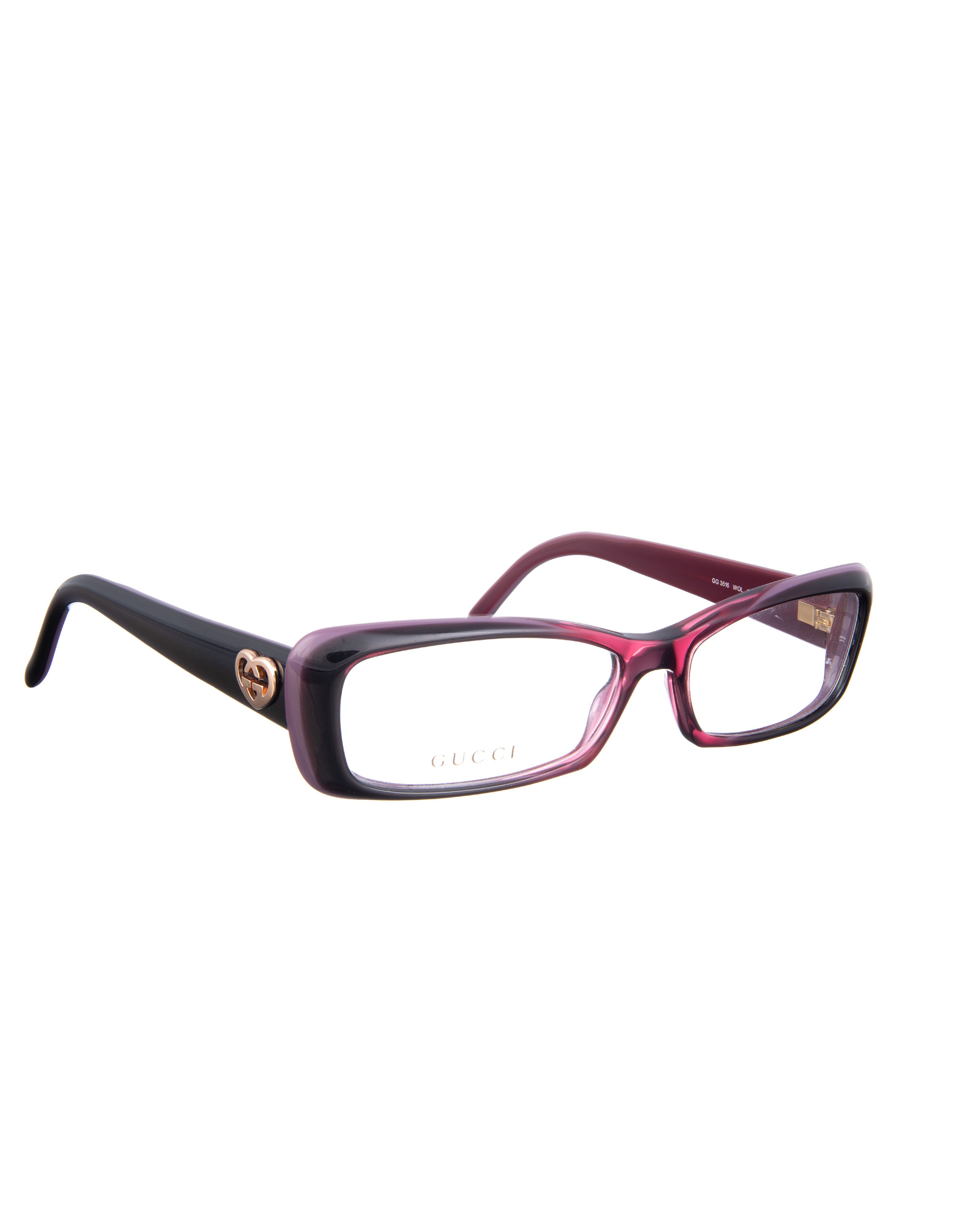 Gucci Gucci 00s Violet Burgundy Cat Eye Glasses With Heart Details Size ONE SIZE - 2 Thumbnail