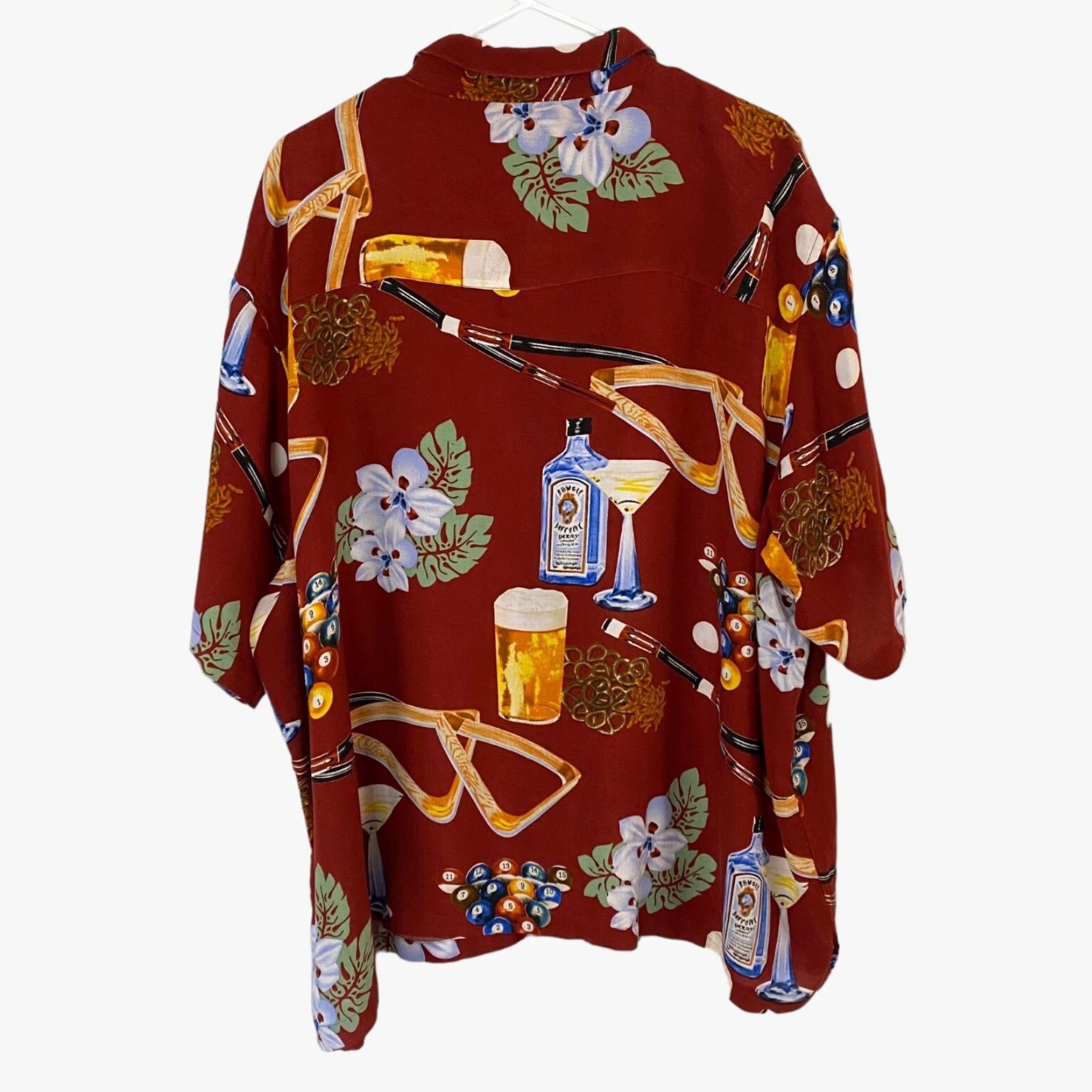 Vintage VINTAGE KINGSIZE Hawaiian Shirt 3X Red Mens Short Sleeve Button-Up Collared Billiards & Booze Theme Size US XXL / EU 58 / 5 - 3 Thumbnail