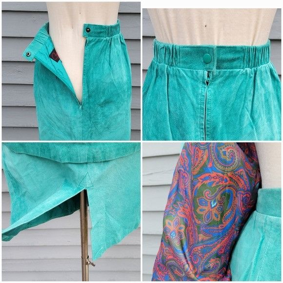 Vintage Vintage 80s Turquoise Suede Leather Western Boho Cayenne Bla Size S / US 4 / IT 40 - 2 Thumbnail
