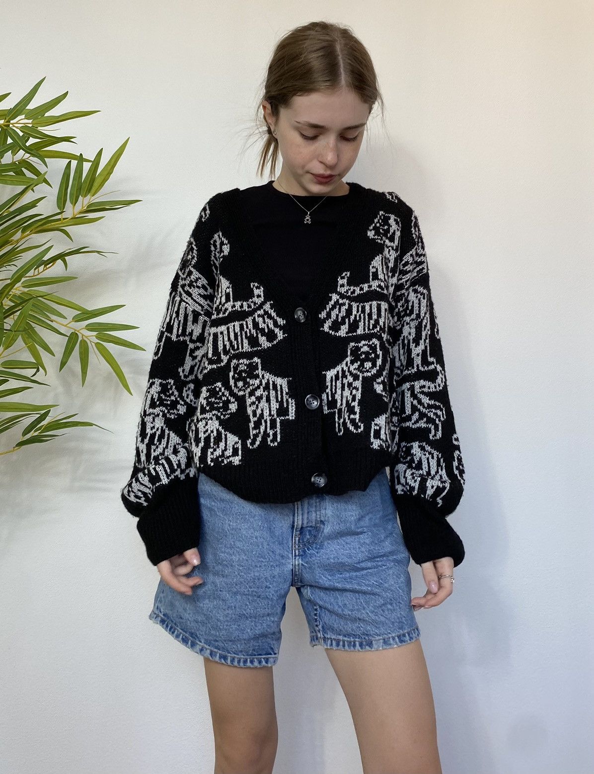 Vintage PANTHER ANIMAL PRINT SWEATER CARDIGAN Size M / US 6-8 / IT 42-44 - 2 Thumbnail