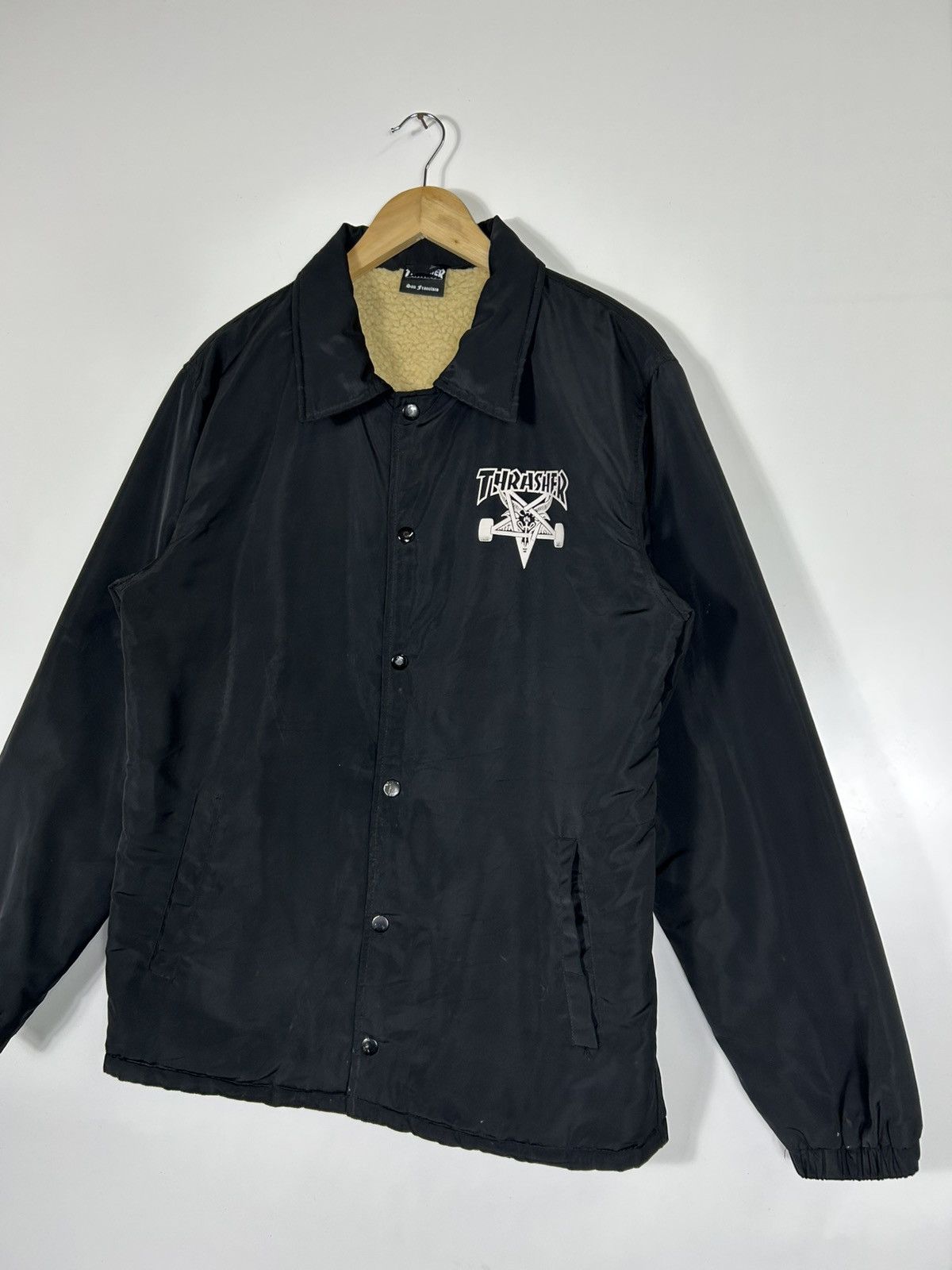 Thrasher Y2K Thrasher Sherpa-Lined Coach Jacket – Black Skateboarding Size US M / EU 48-50 / 2 - 4 Thumbnail