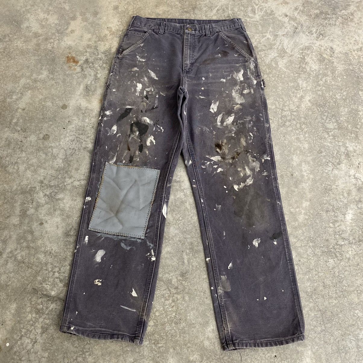 Carhartt VTG Carhartt Faded Petrol Blue Splatter Painter Pants Size US 31 - 1 Thumbnail