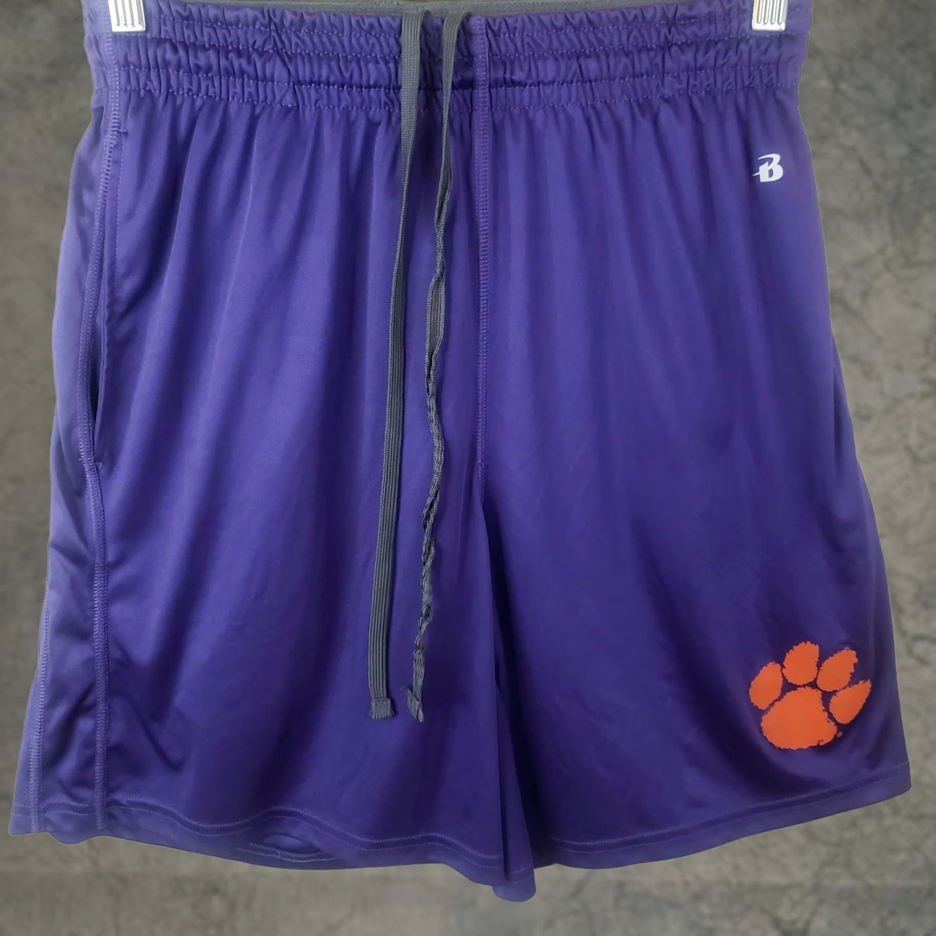 Vintage Clemson Tigers Basketball Shorts B Ultimate Softloc Men’s M Medium Purple Orange Short Solid Drawstring Athletic Sports Mens Size US 31 - 1 Thumbnail