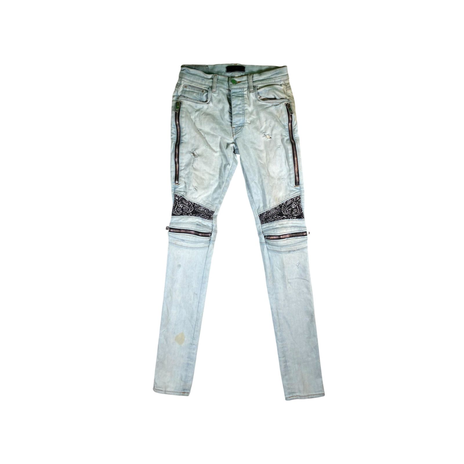 Amiri Amiri MX2 Light Wash, Black & White Paisley Jeans Size US 29 - 1 Thumbnail
