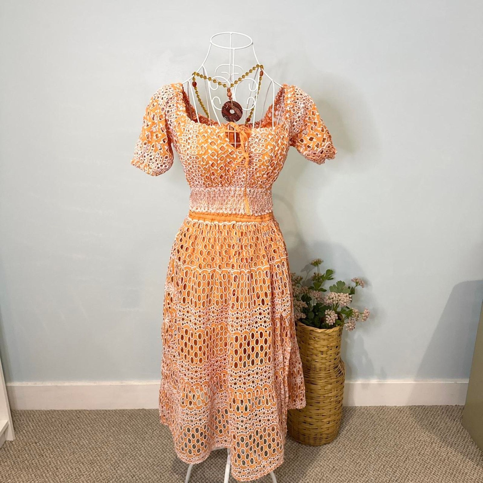 Other Stunning orange and white milkmaid maxi sun dress Size S / US 4 / IT 40 - 5 Thumbnail