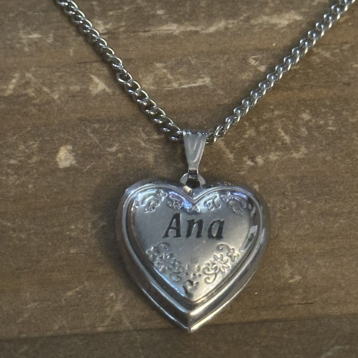 Other Silver tone name Ana heart locket pendant necklace Size ONE SIZE - 4 Thumbnail
