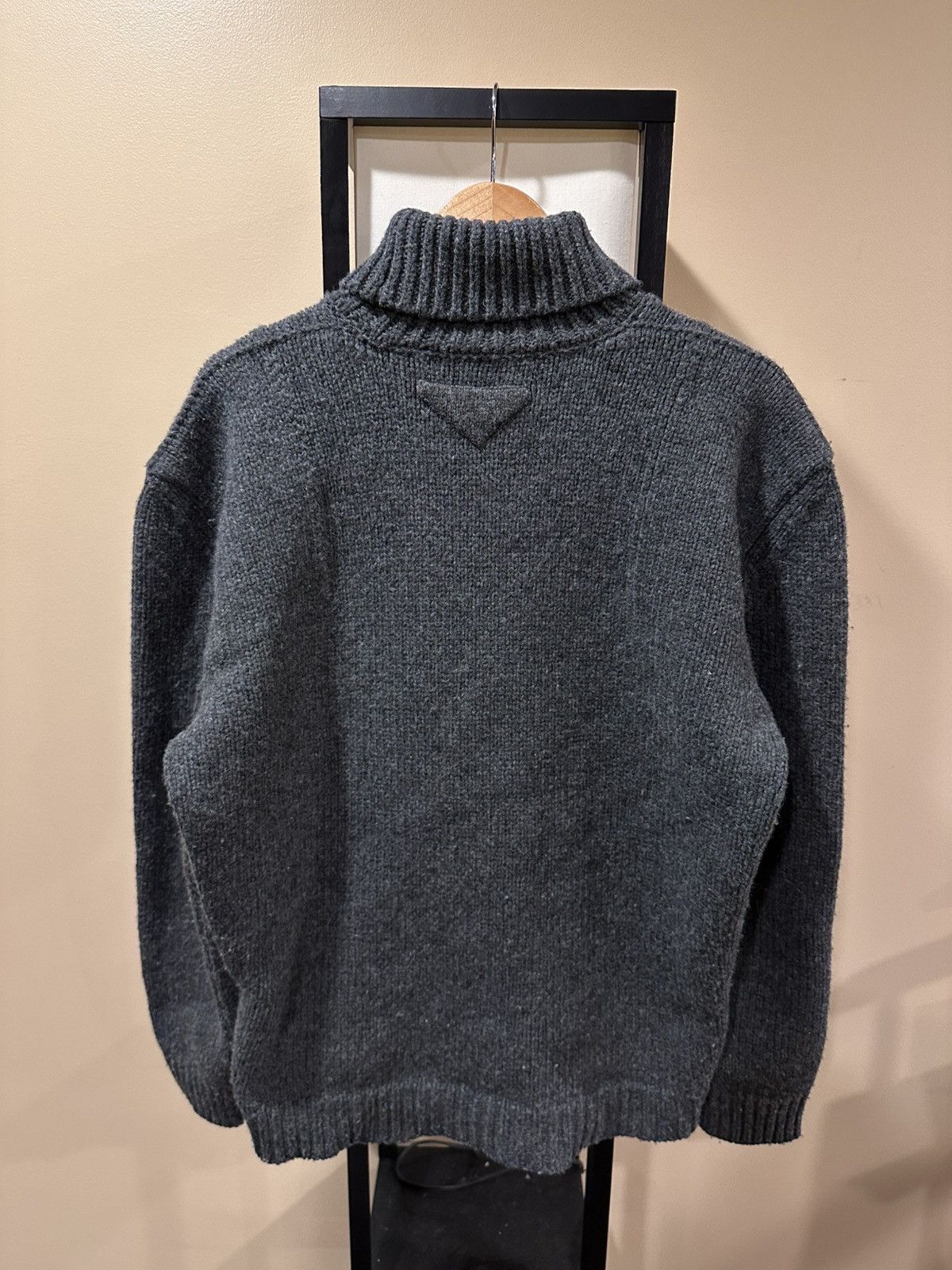 Prada x Raf Simmons Chunky Grey Turtle Neck Knit Sweater