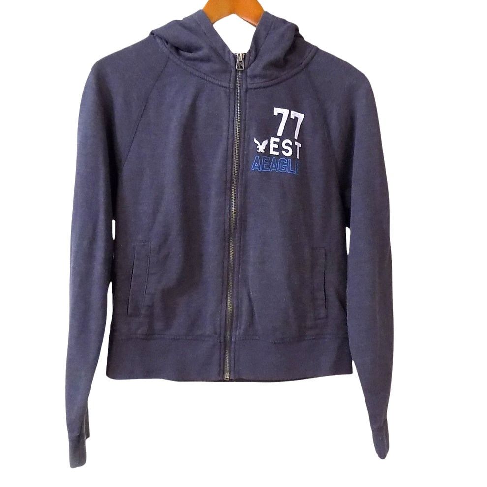 American Eagle Outfitters American Eagle Hoodie Women Medium Gray Full Zip School Size M / US 6-8 / IT 42-44 - 1 Thumbnail