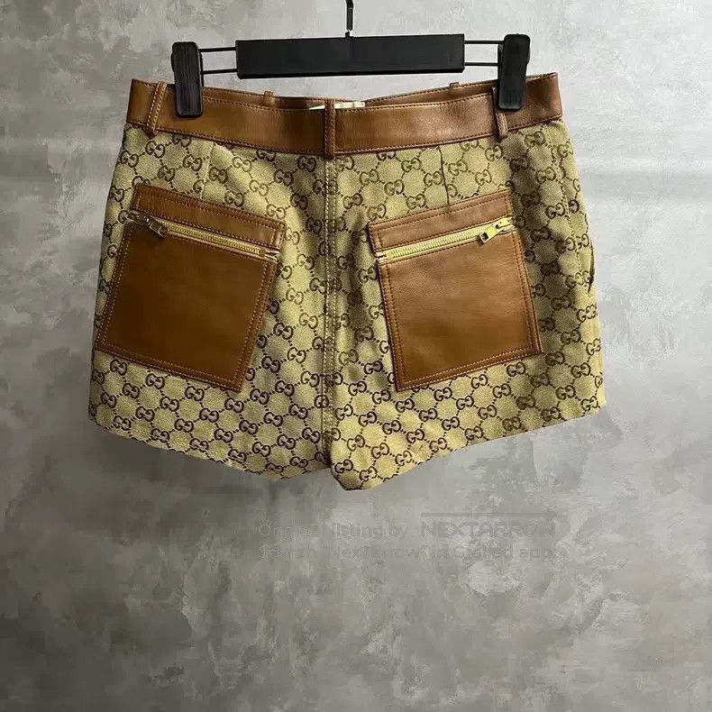 Gucci Gucci Brown Logo Leather Rolled Canvas Casual Shorts Size 26" / US 2 / IT 38 - 2 Thumbnail
