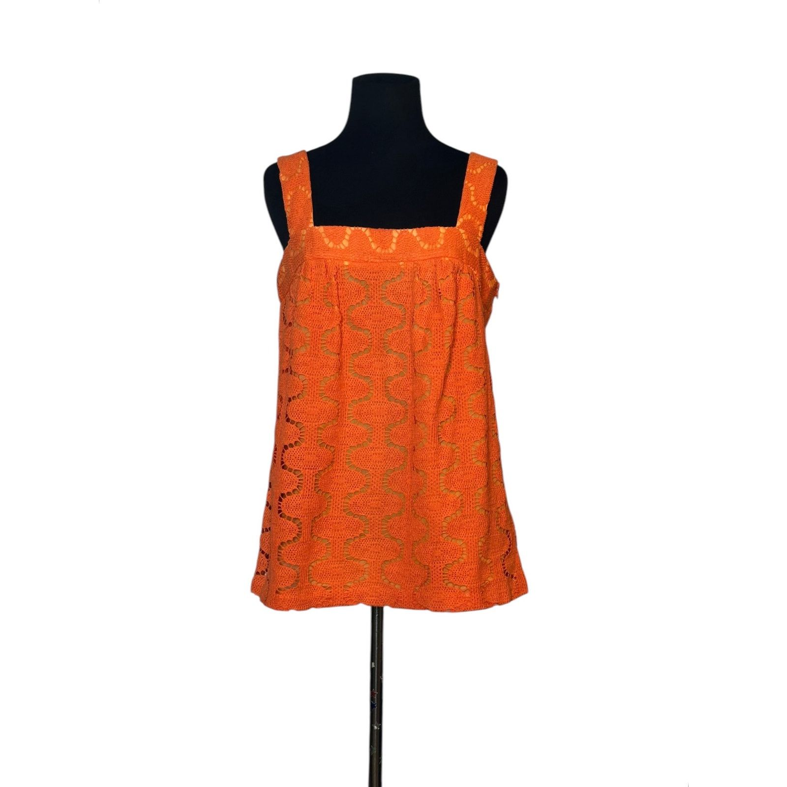 Trina Turk Trina Turk orange crochet knit cami tank top size M Size M / US 6-8 / IT 42-44 - 1 Thumbnail
