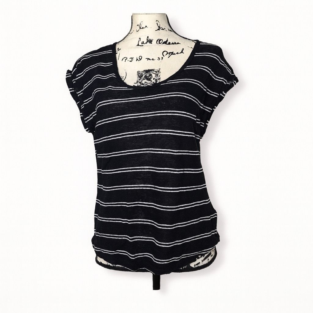 United Colors Of Benetton United Colors of Benetton Linen Striped Top | Navy White | S Size S / US 4 / IT 40 - 1 Thumbnail