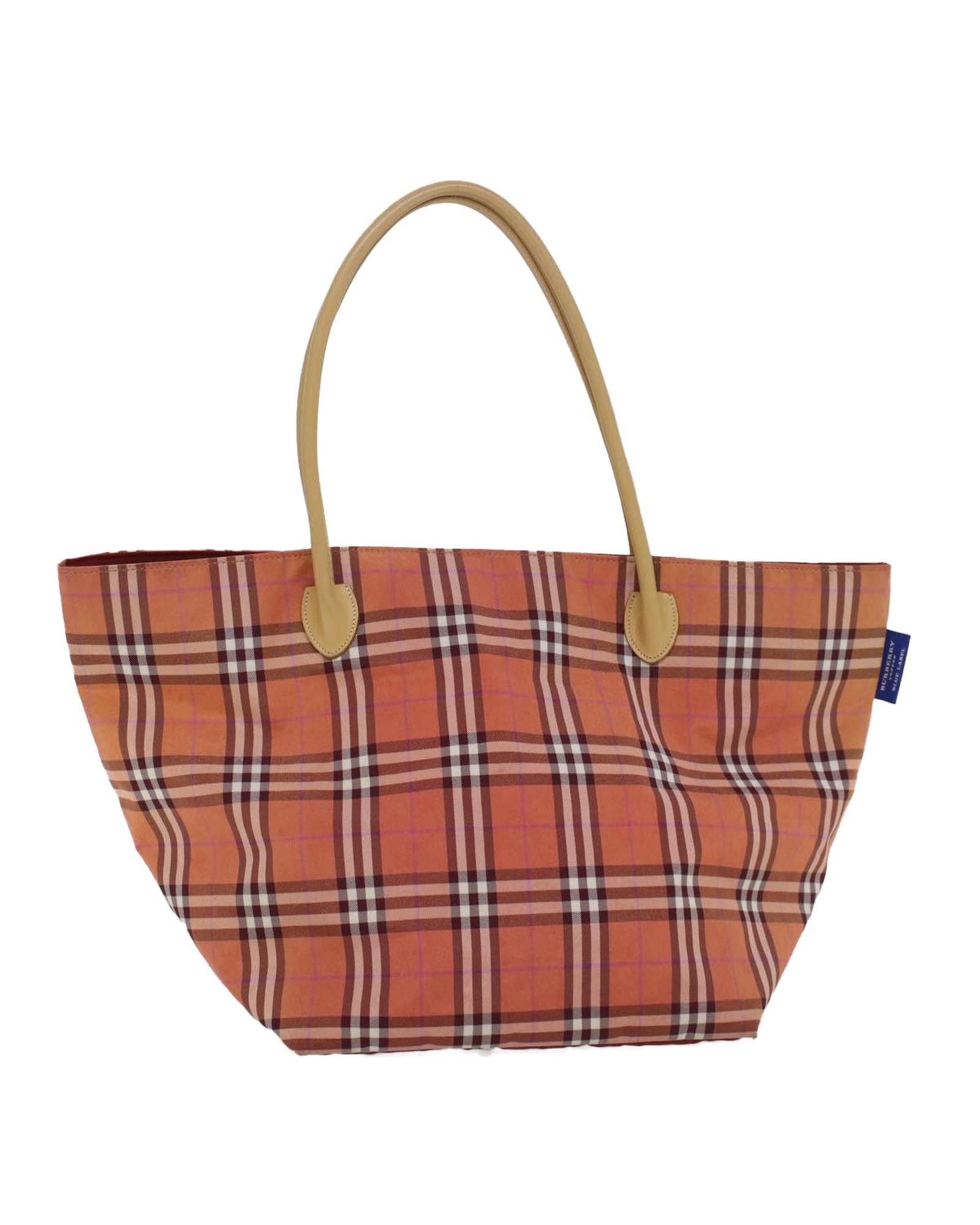 image of Burberry Tricolor Nylon Tote Bag in Red, Women's