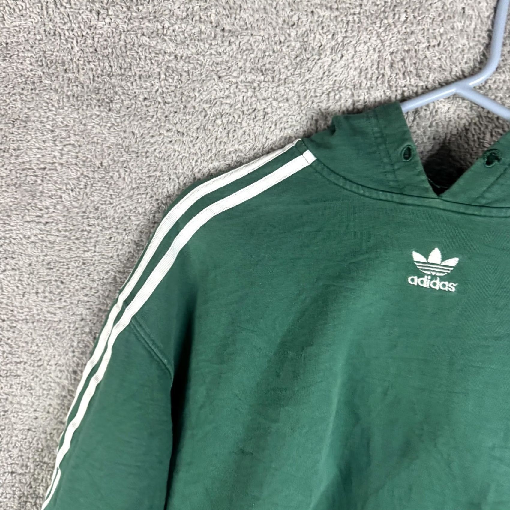 Adidas adidas Hoodie Womens Small Green Cropped 3-Stripes Trefoil Pullover Originals Size S / US 4 / IT 40 - 5 Thumbnail