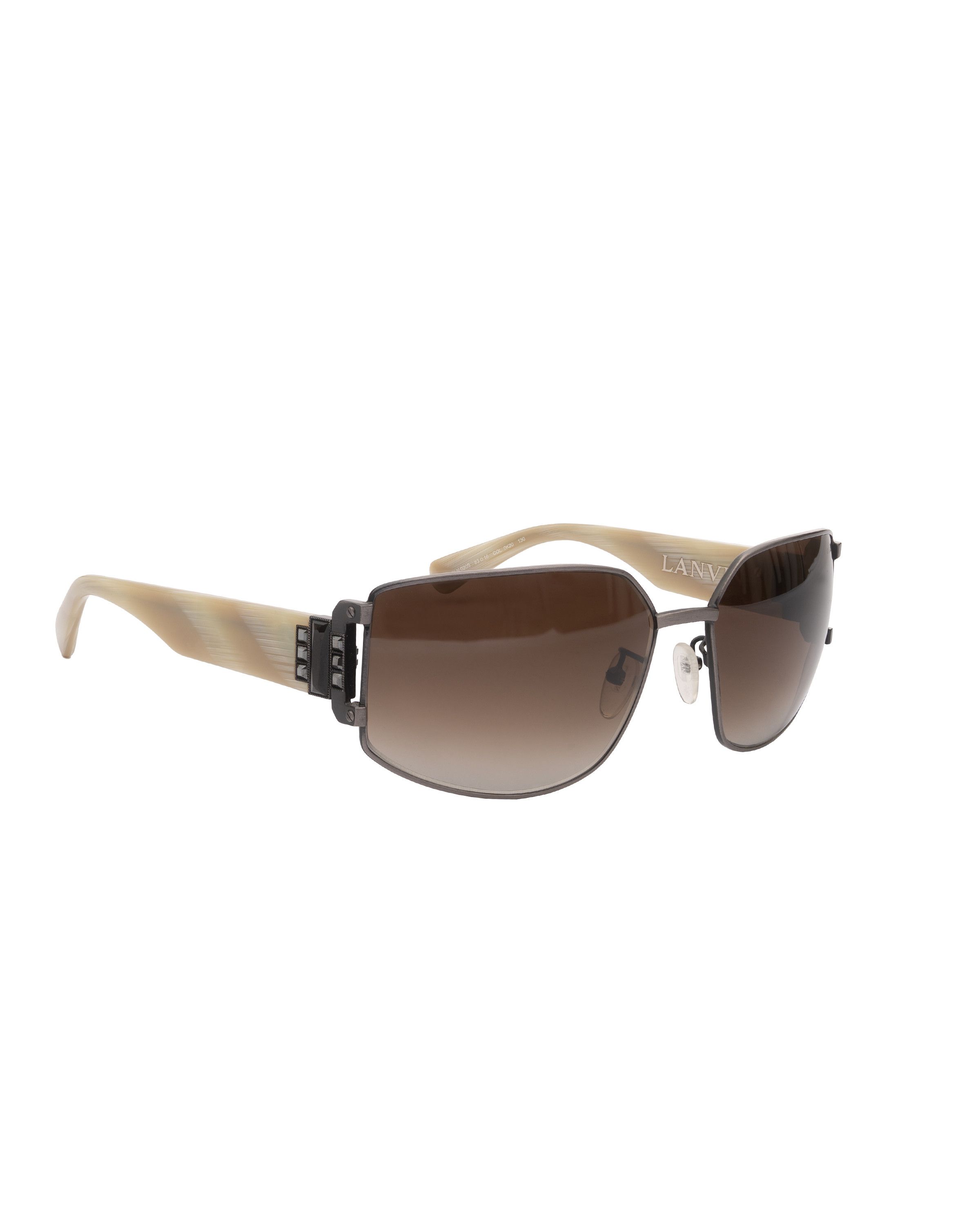 Lanvin Lanvin '00s Ivory Horn Gunmetal Crystal Oversized Sunglasses Size ONE SIZE - 1 Thumbnail