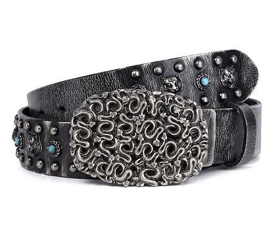 Japanese Brand × Vintage High street faded tiger rivet studded genuine leather belt Size ONE SIZE - 2 Thumbnail