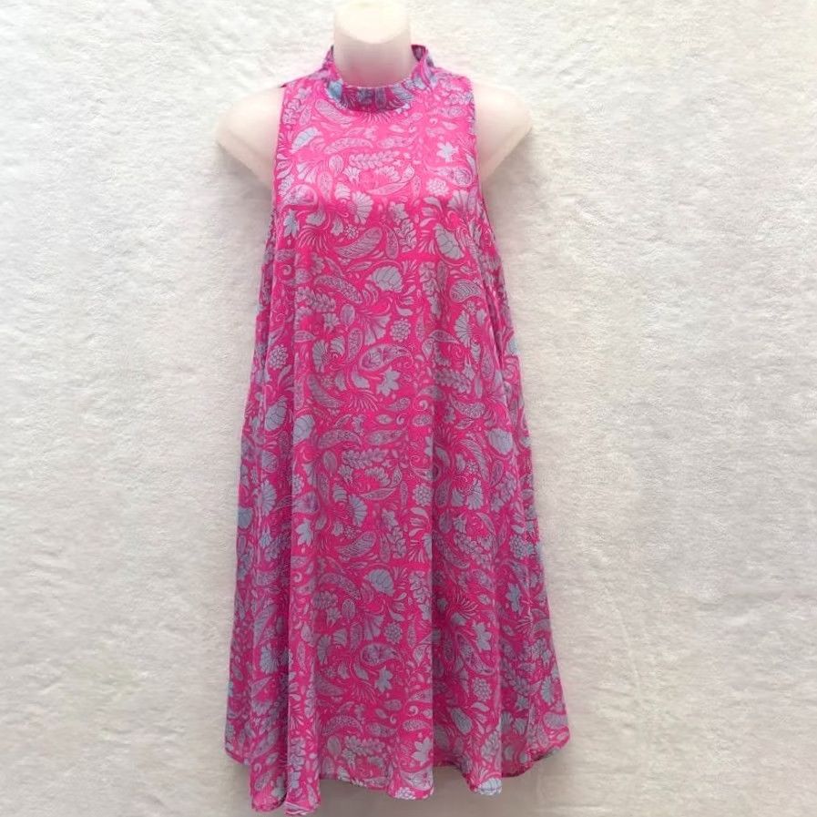 Vintage VINTAGE Everly Shift Sleeveless Pink Gray Paisley High Neck Mini Dress Size M Size M / US 6-8 / IT 42-44 - 2 Thumbnail