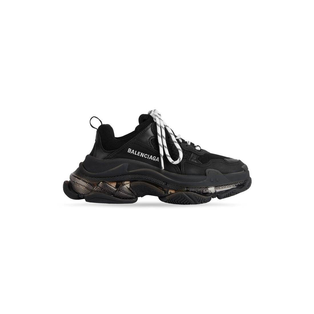 BALENCIAGA Triple S Clear Sole $1150 Women's Black Sneakers