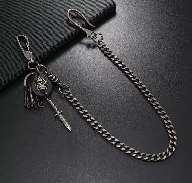 Jewelry Y2K Punk Goth Emo Skull Knife Wallet Chain Size ONE SIZE - 1 Thumbnail