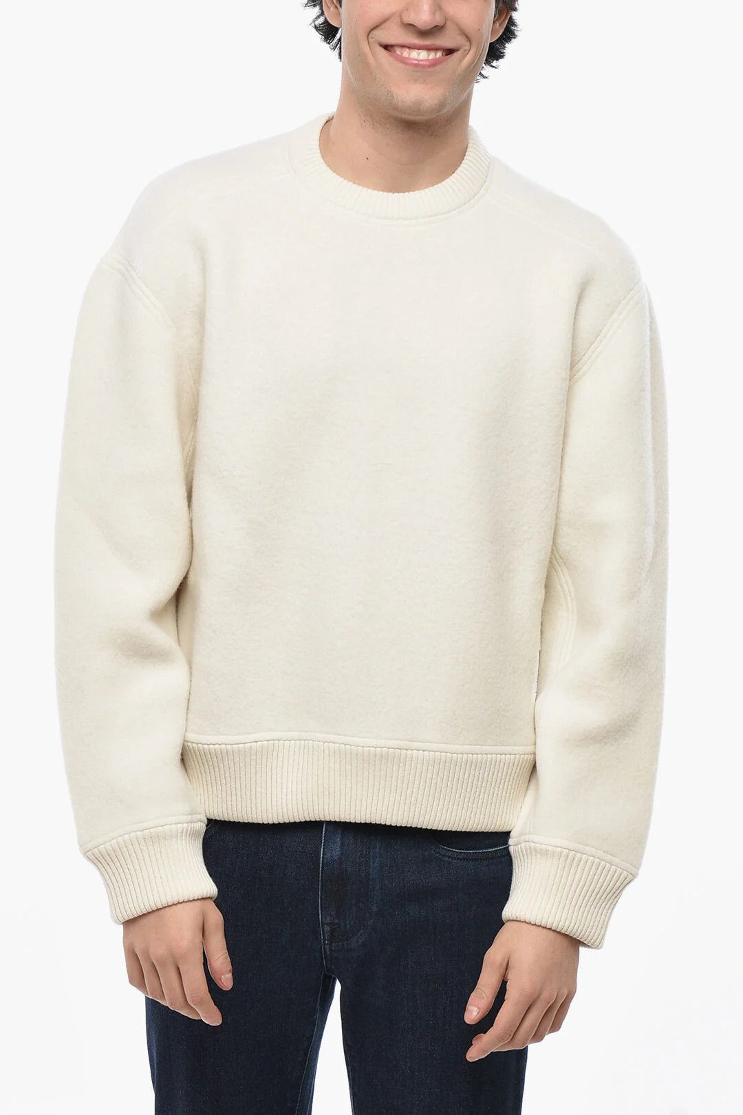 Thom Browne og1mm0426 Wool Crewneck Sweater in White Size US XXL / EU 58 / 5 - 1 Thumbnail