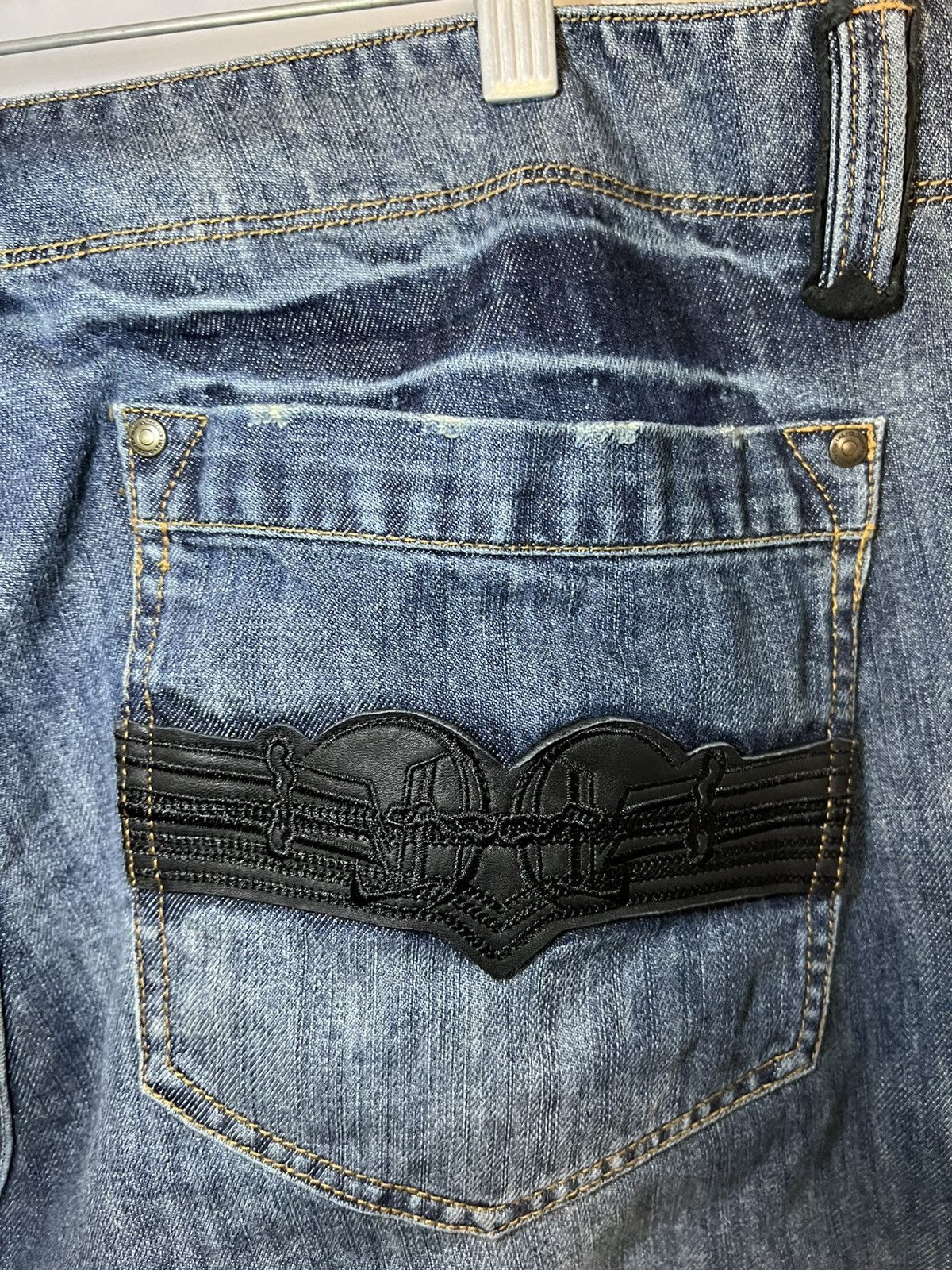 A&G Rock Vintage Dussault leather patchwork loose bootcut jeans Size US 38 / EU 54 - 10 Thumbnail