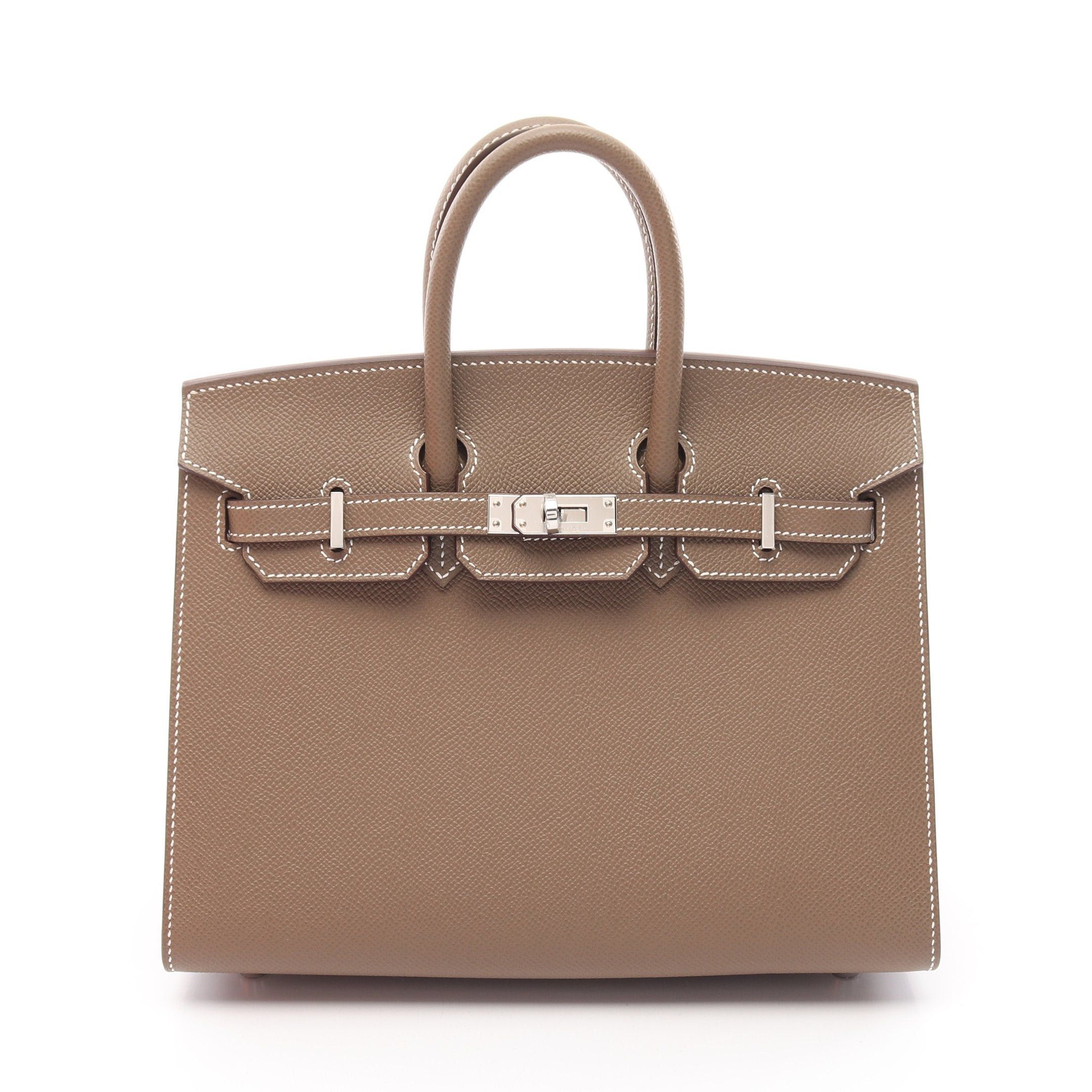 Hermes Hermes Birkin Serie 25 Etoupe Handbag Veau Epsom Gray Beige Silver Hardware Double Engraved Size ONE SIZE - 1 Thumbnail