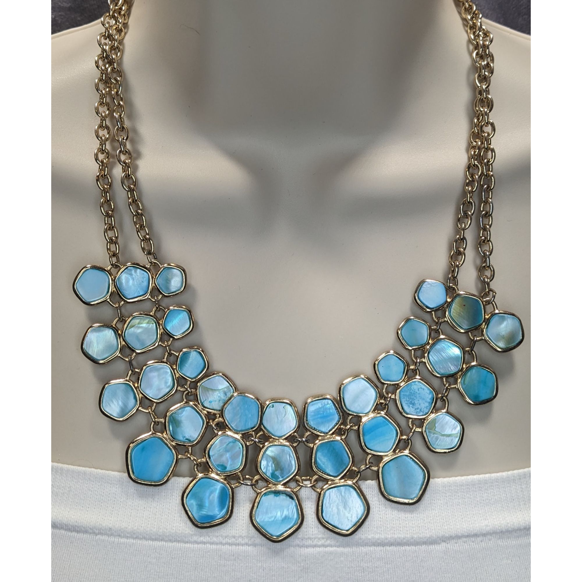 Other Mermaidcore Glam Statement Gold-Tone Necklace With Blue Shel Size ONE SIZE - 4 Thumbnail
