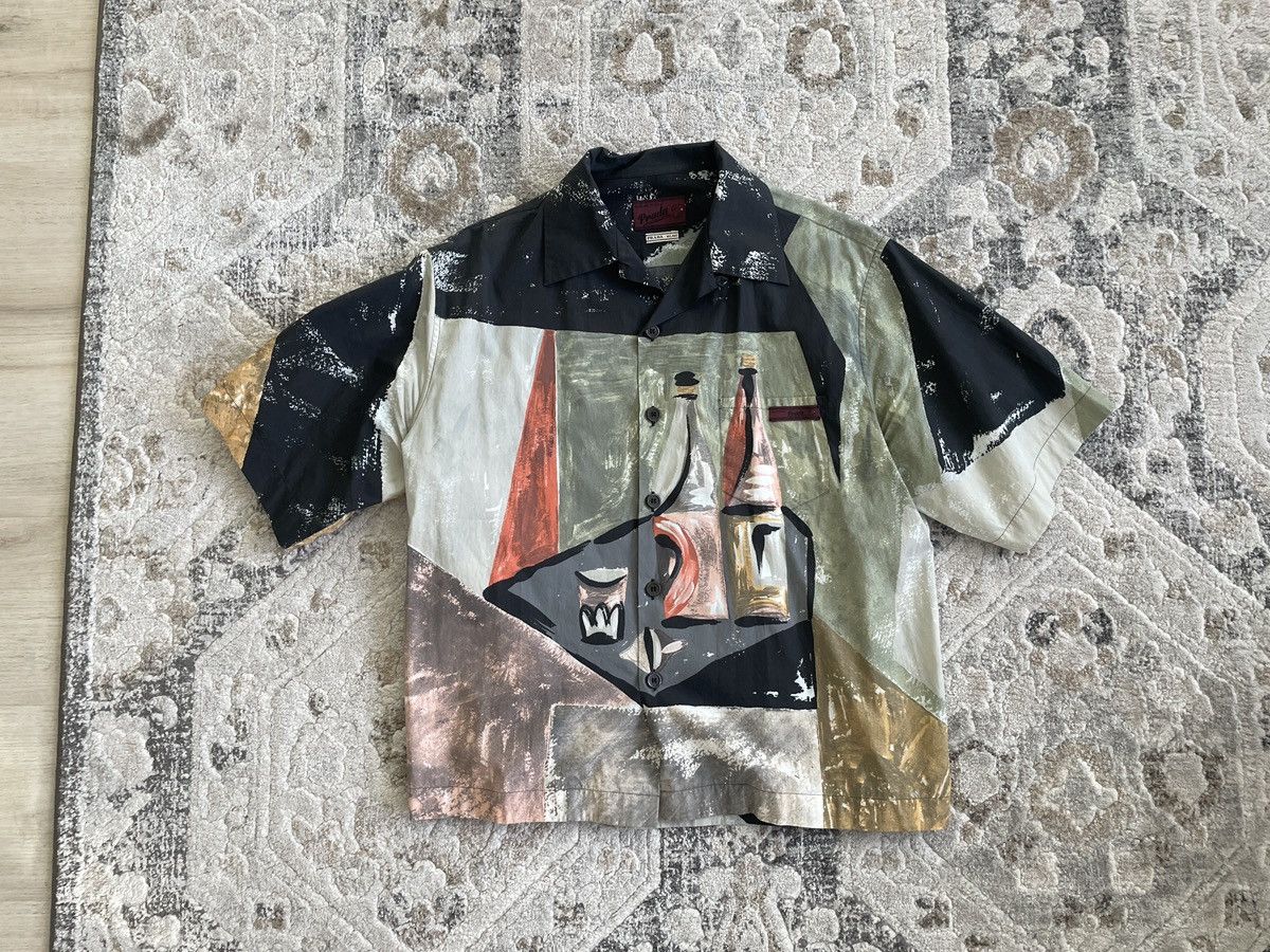 Prada FW17 Wine Bottles Bowling Shirt Size US L / EU 52-54 / 3 - 1 Thumbnail