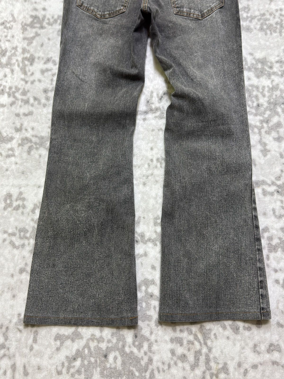 If Six Was Nine Vintage Jayro White Grey Flare Brown Leather Back Pockets Size US 27 - 9 Thumbnail