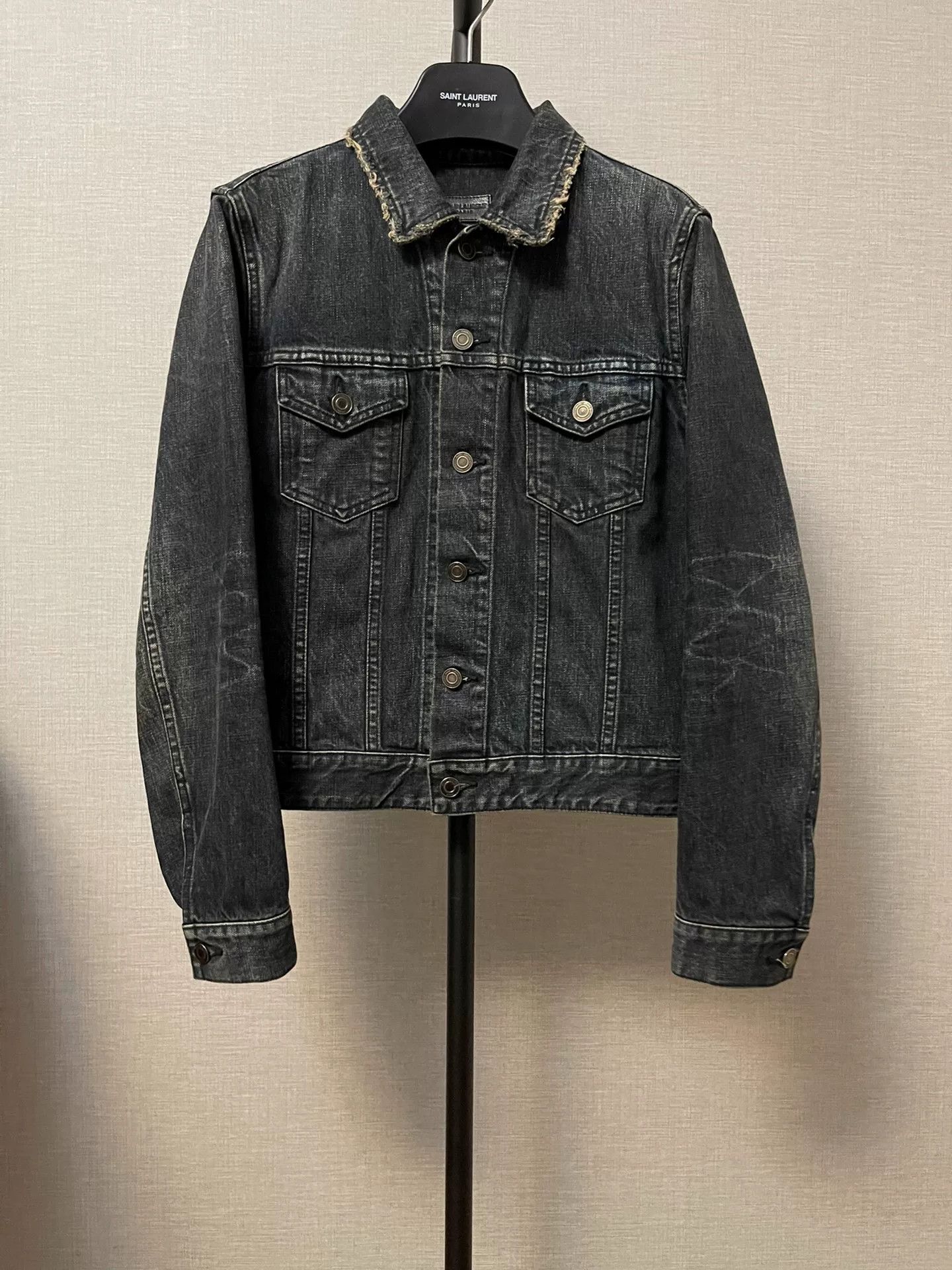 Saint Laurent Paris vintage saint laurent denim jacket in black gray Size US S / EU 44-46 / 1 - 1 Thumbnail