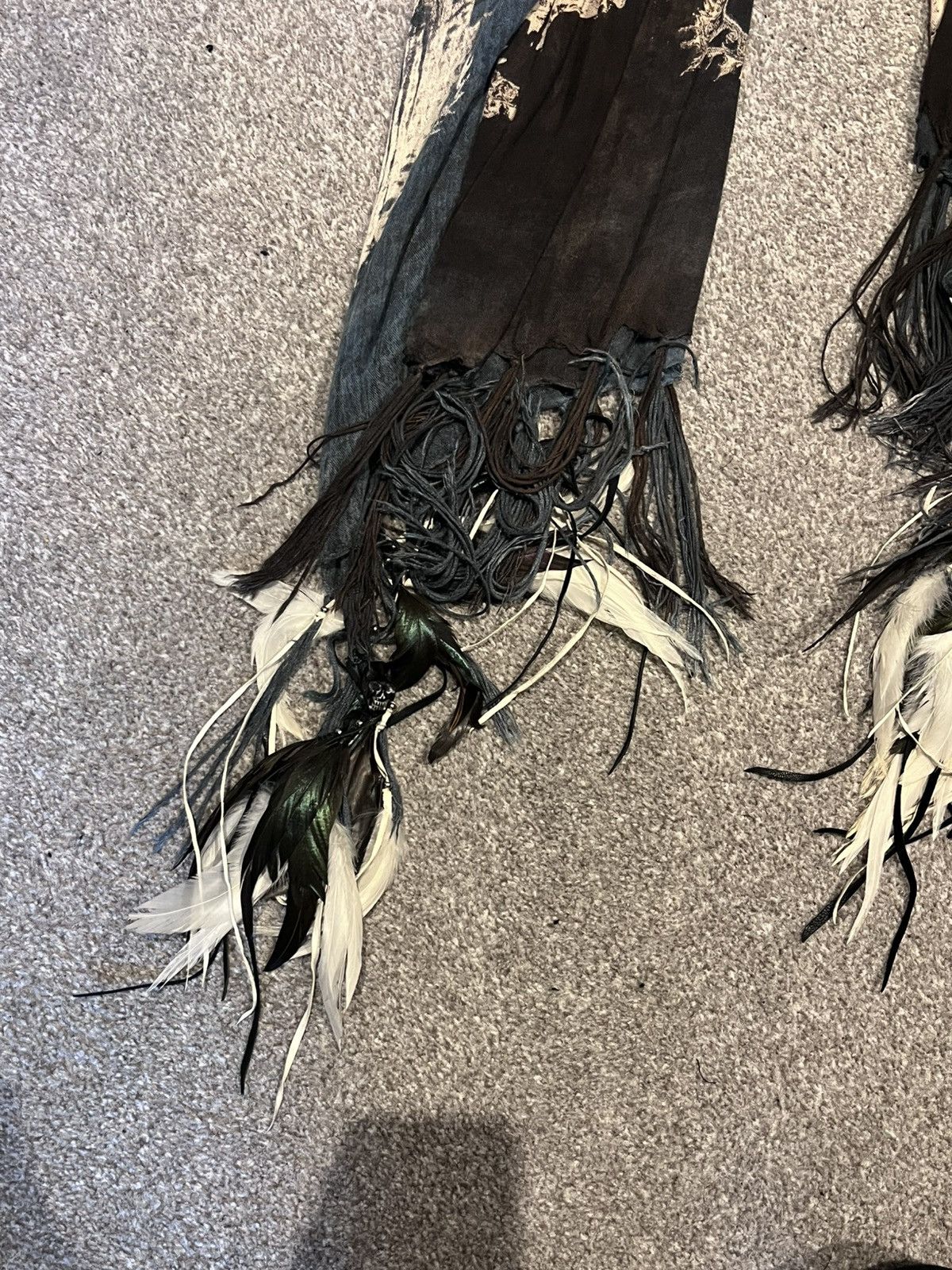 KMRii Kmrii Tribal Pattern Scarf with Feather and Skulls trimmings Size ONE SIZE - 2 Thumbnail
