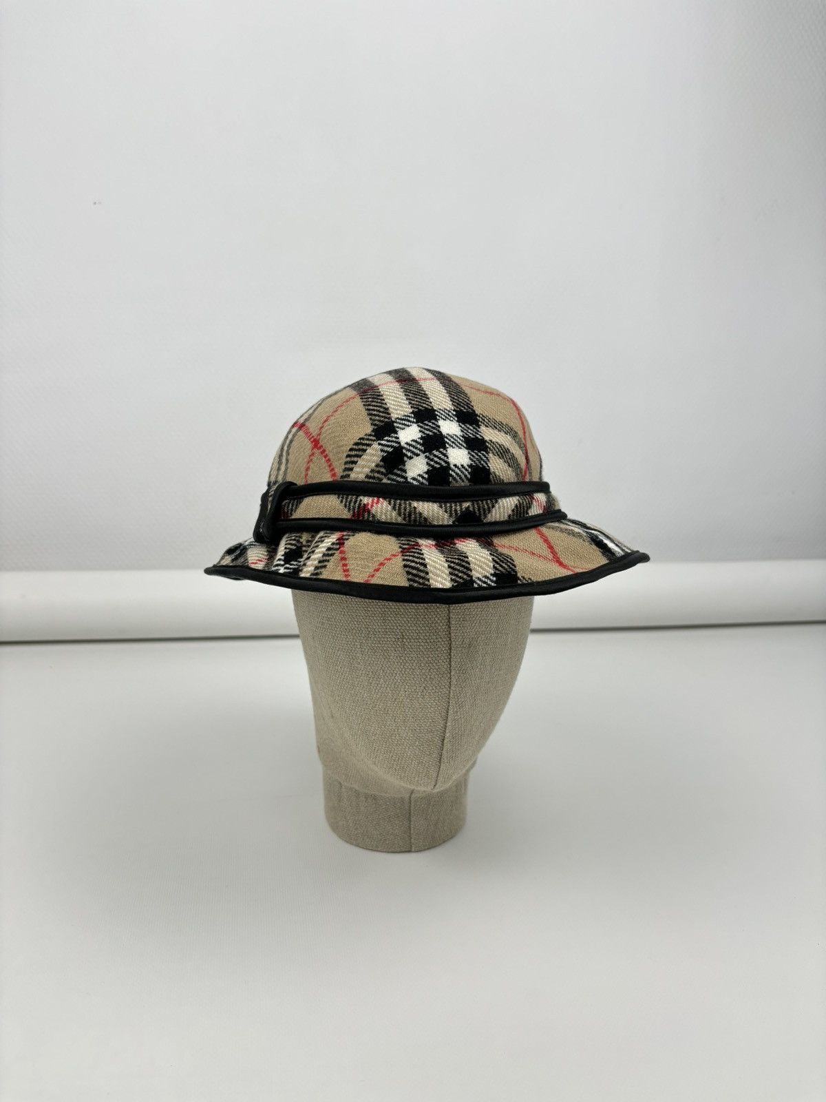 Burberry × Burberry Prorsum RARE VTG 90's BURBERRY'S Wool Nova Check Beige Bucket Hat England Cap Panama M Size ONE SIZE - 8 Thumbnail