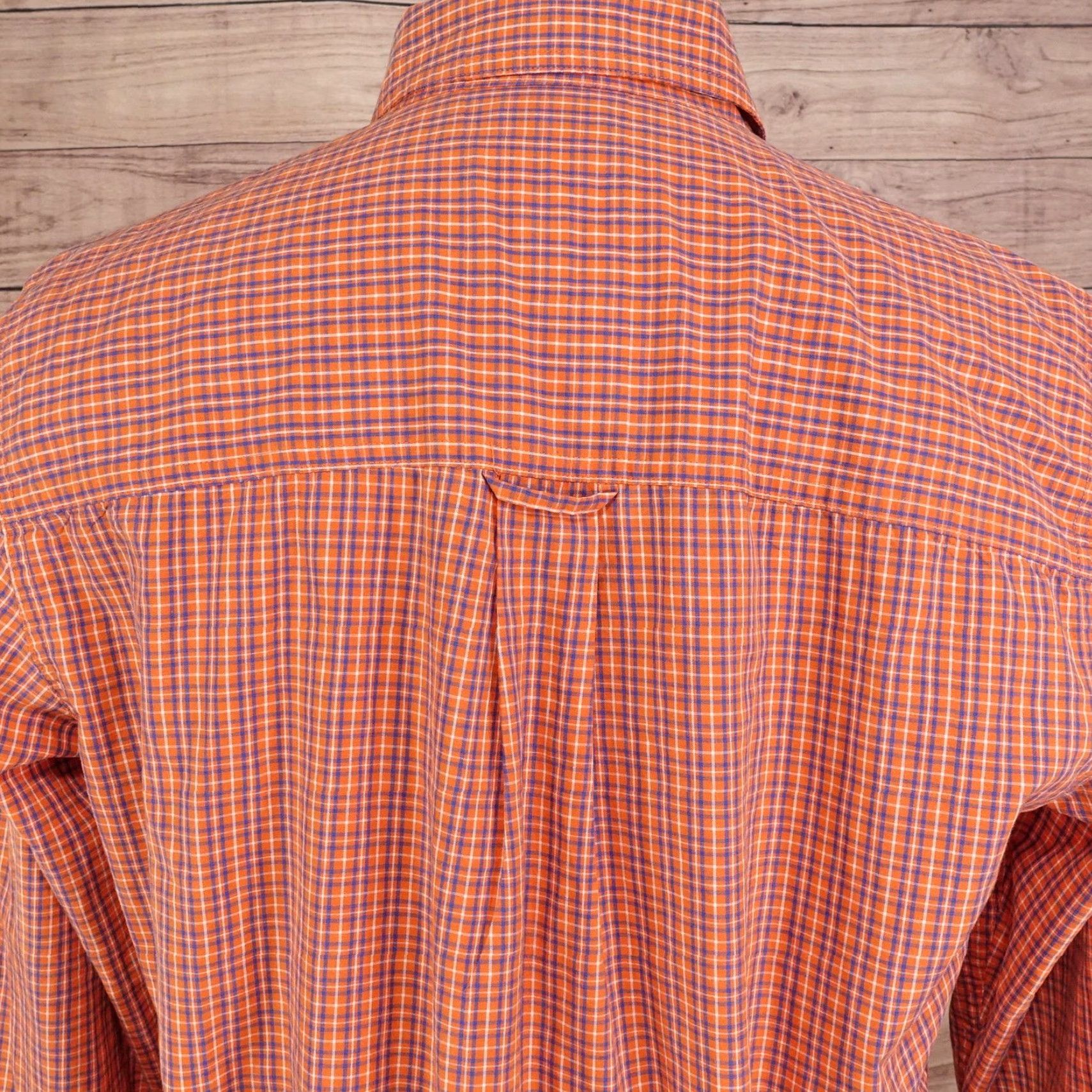 Chaps Chaps Shirt Mens M Orange Blue Plaid Button-Down Long Sleeve Easy Care Size US M / EU 48-50 / 2 - 5 Thumbnail