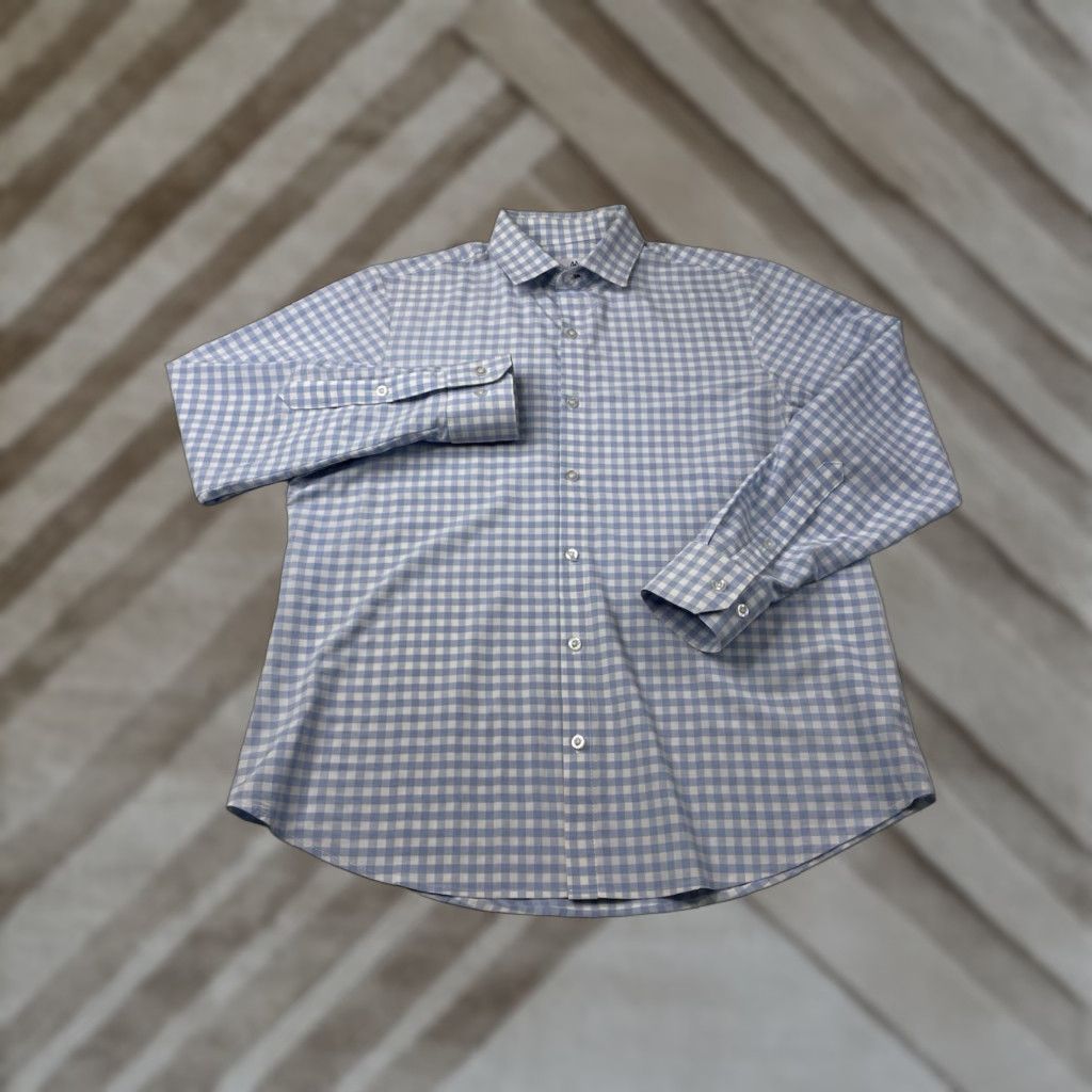 Mizzen+Main Mizzen+Main Shirt Button-Up Long Sleeve Check Blue Blue - Men’s Medium Regular 52% Polyester 48% Spandex Breather Dress Shirt Business Casual Travel Size US M / EU 48-50 / 2 - 1 Thumbnail