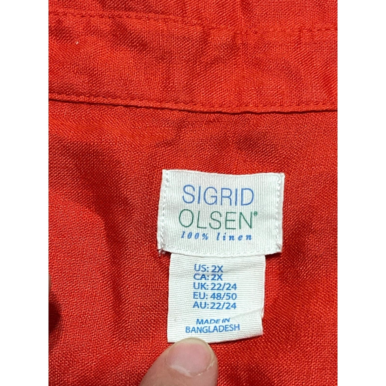 Vintage VINTAGE? Sigrid Olsen Shirt Womens Plus Size 2X Red Button Up Long Sleeve Collared, 2X, Red, Button-Up, Casual, Modern, Fall, Spring, Summer, Womens Size XXL / US 16-18 / IT 52-54 - 6 Thumbnail