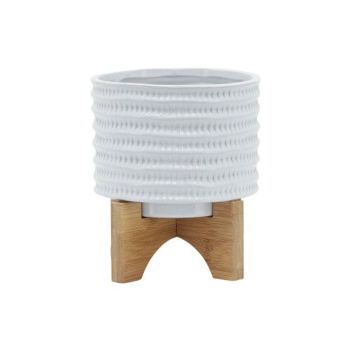 Designer × Homemade 5" TEXTURED PLANTER W/ STAND, WHITE Size US L / EU 52-54 / 3 - 2 Thumbnail