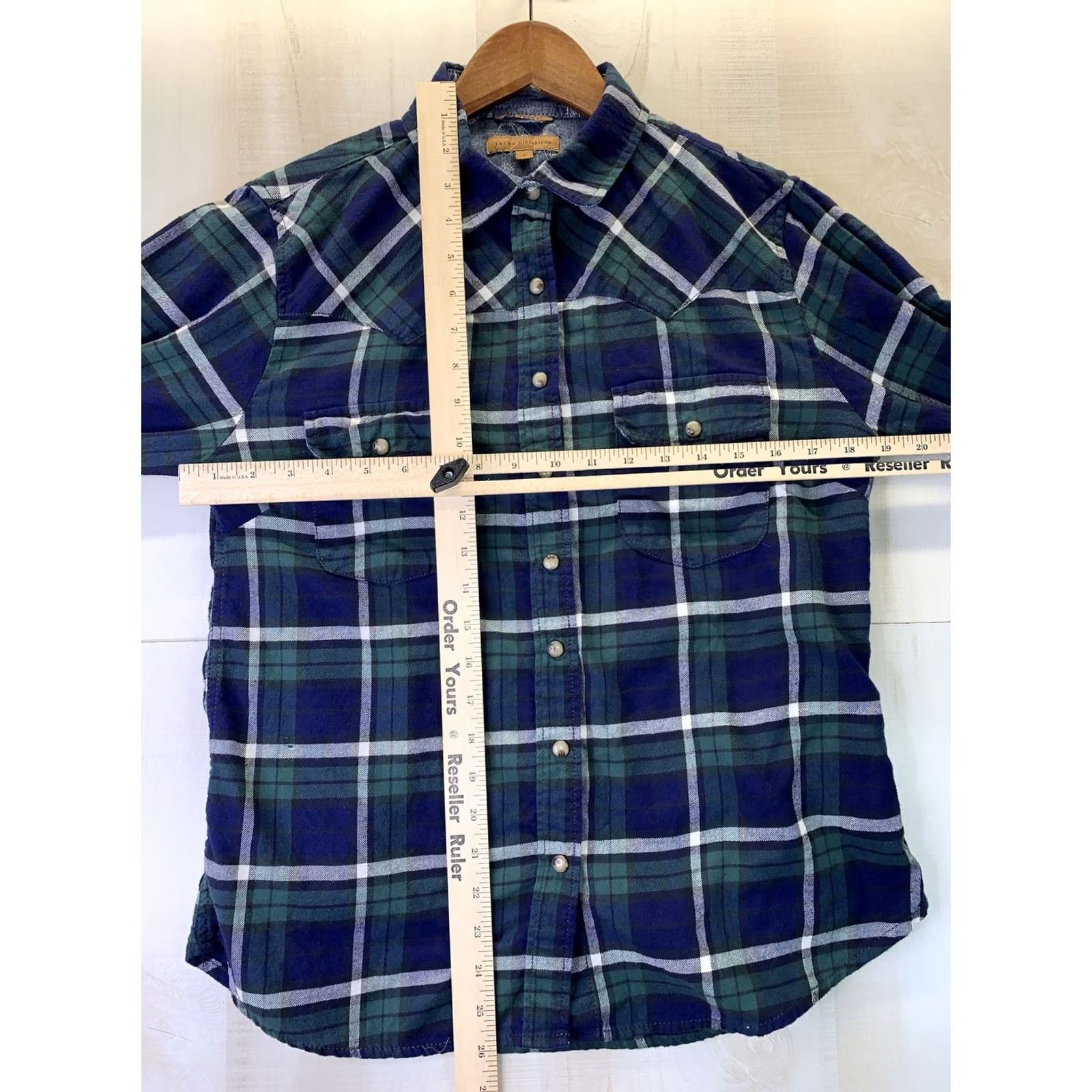 Vintage Jachs Girlfriend Comfort Stretch Women’s S Blue/Green Plaid Flannel Shirt Shirt Women S Plaid Flannel Blue Green Comfort Stretch Vintage: No Size S / US 4 / IT 40 - 3 Thumbnail