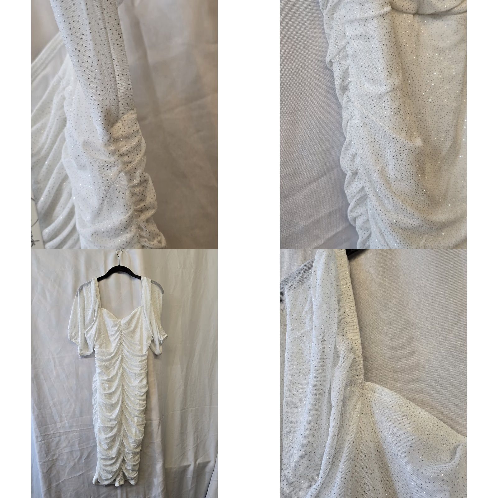 Vintage NWTSpeechless Women’s Short Sleeve Ruched Bodycon Dress - White - XL - Speechless - Party/Cocktail - Solid - Dress - Womens - Satin/Stretch? Size 40" / US 18 - 8 Thumbnail