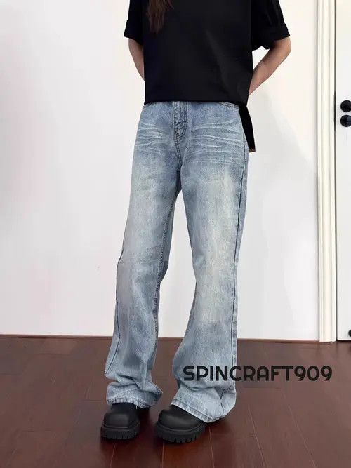 Blue Stacked Flare Denim Jeans