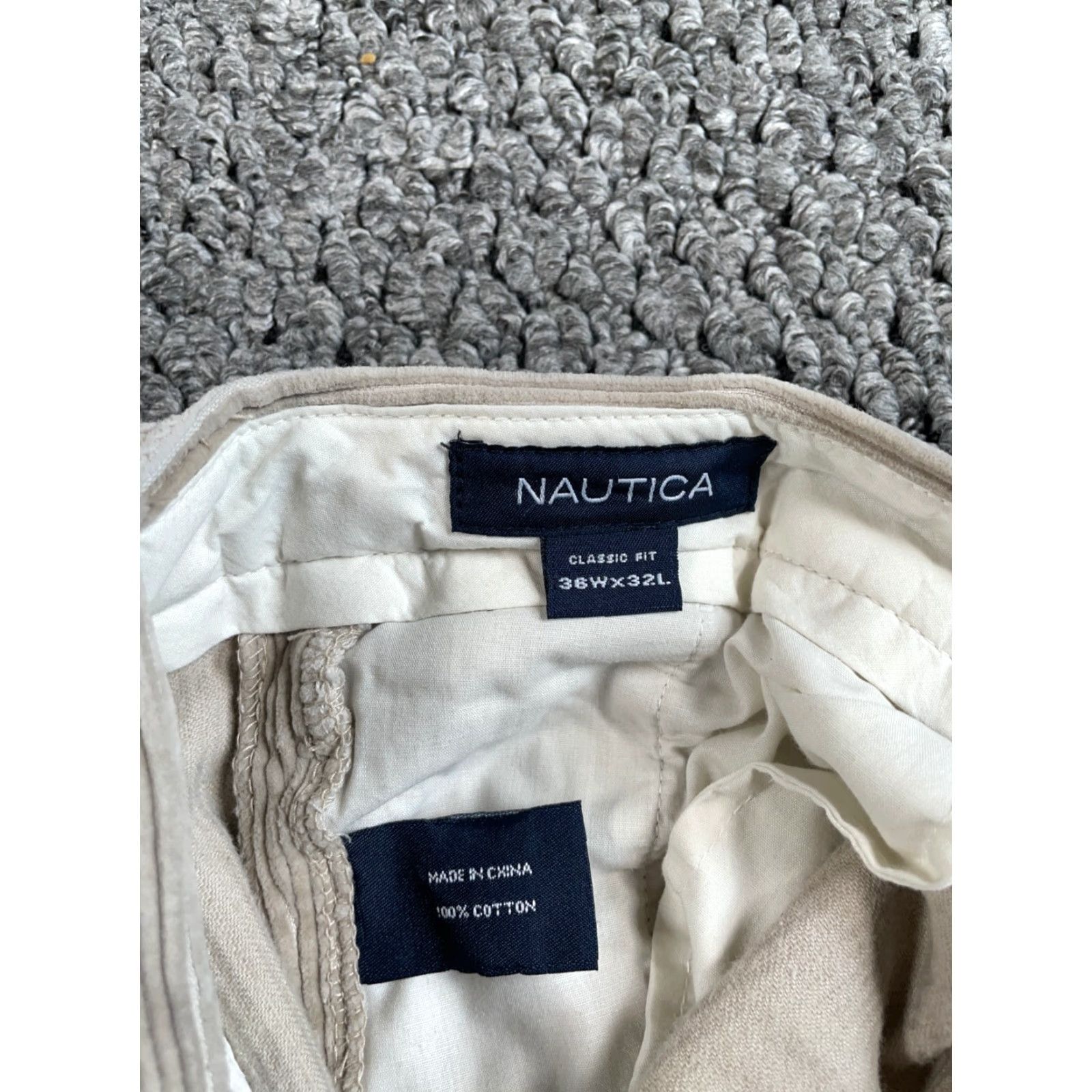 Nautica VINTAGE Nautica Pants Corduroy Baggy Fit 36x32 Beige Pleated Front Chino Straight Mens Size US 36 / EU 52 - 3 Thumbnail