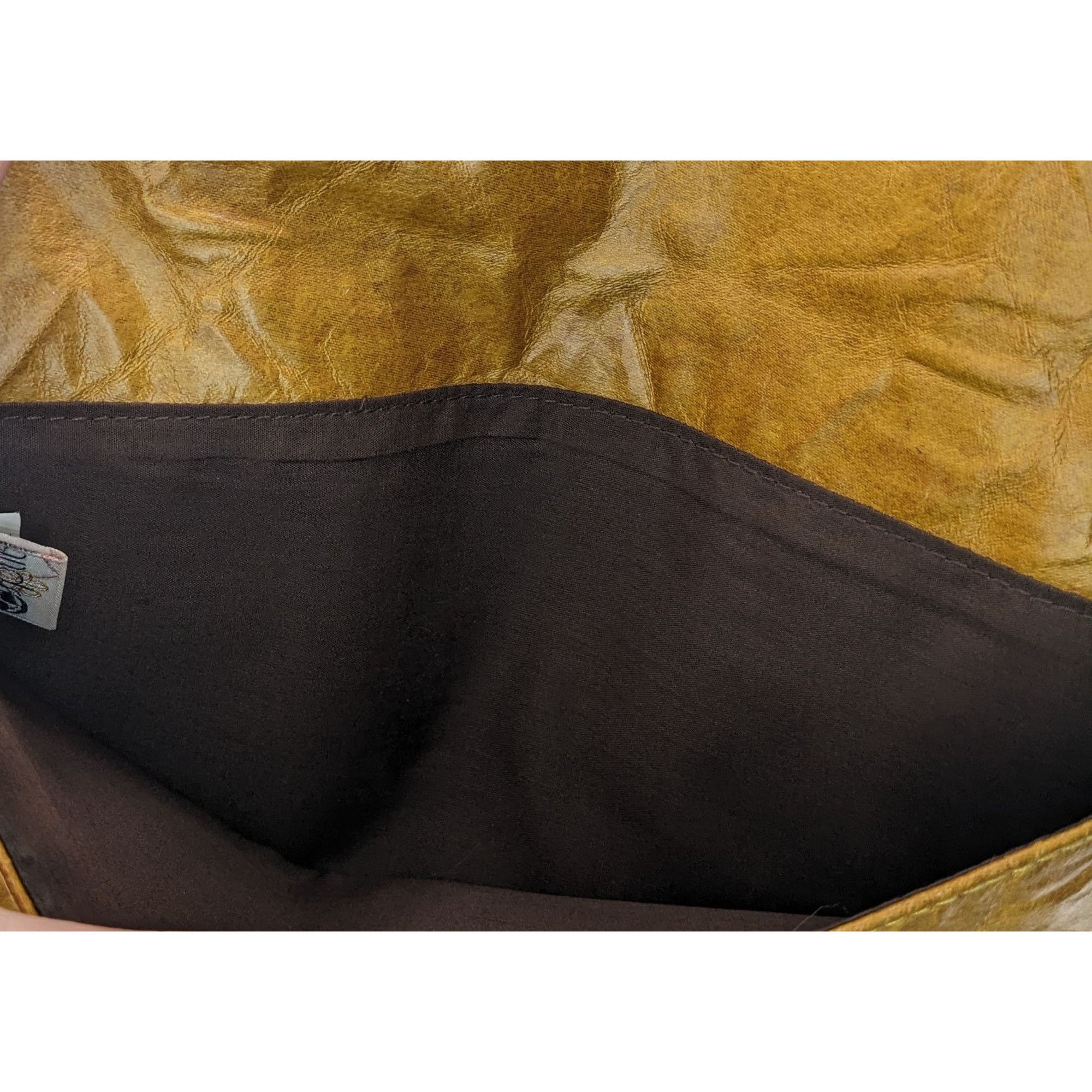 Split Retro Split Brown Faux Leather Clutch With Magnetic Closure Size ONE SIZE - 8 Thumbnail