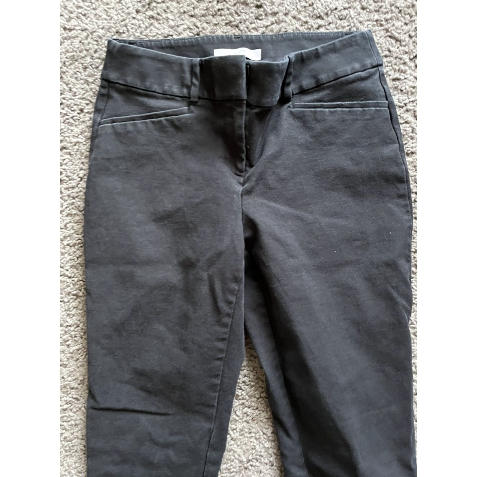 Loft VINTAGE LOFT Womens Cropped Pants Sz 0 Mid Rise Black Cotton Blend 24.5 Inseam Casual Style Women Size 25" / US 0 / IT 36 - 2 Thumbnail