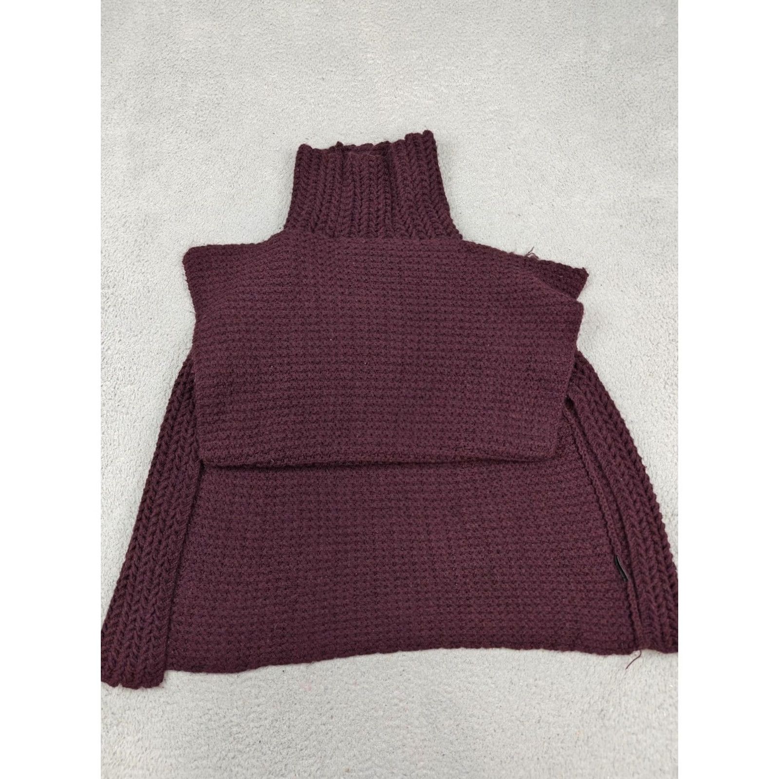 Anthropologie Anthropologie Sweater Cape Womens One Size Purple Chunky Knit Turtleneck Poncho Size ONE SIZE - 2 Thumbnail